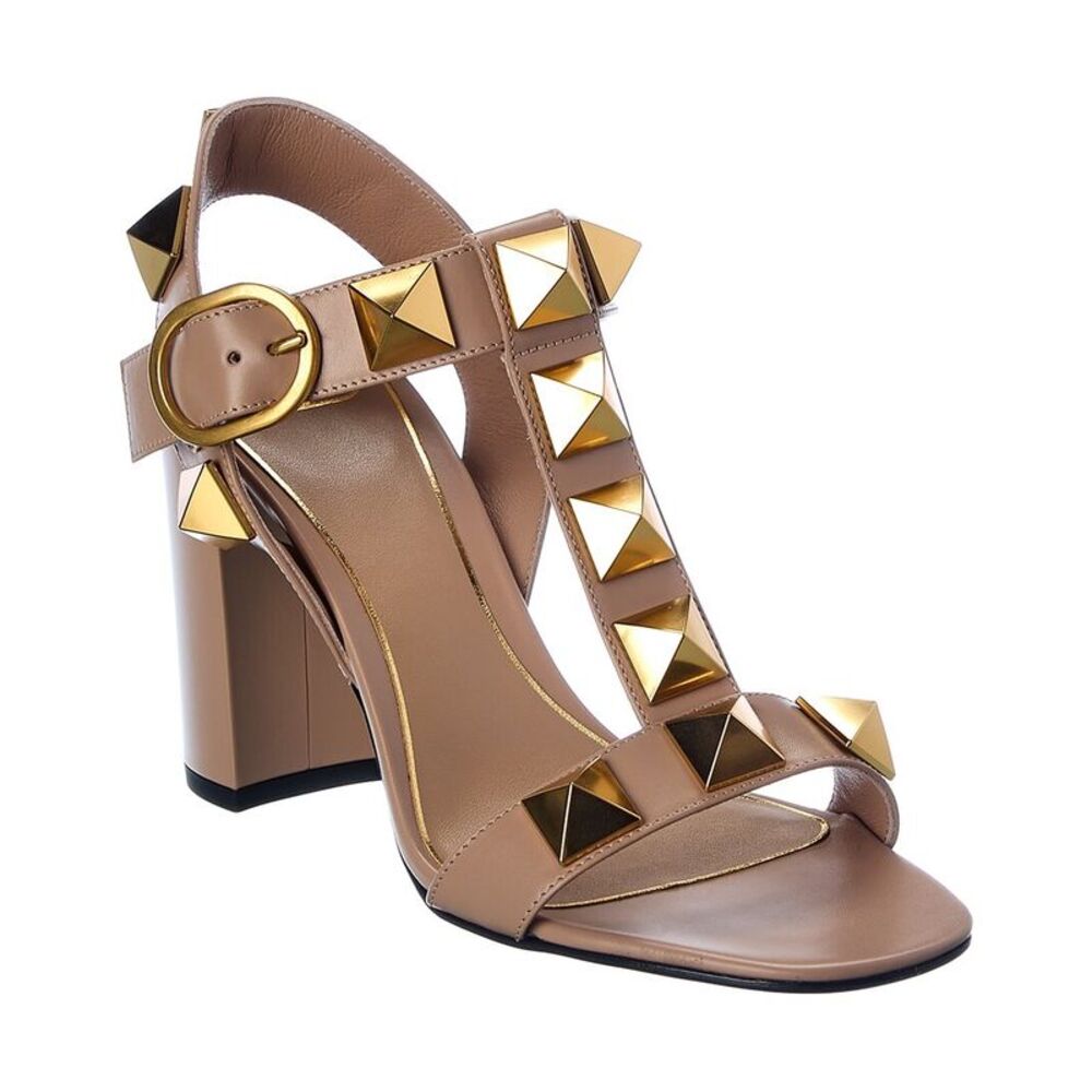Valentino Roman Stud 90 Leather Sandal, Pink